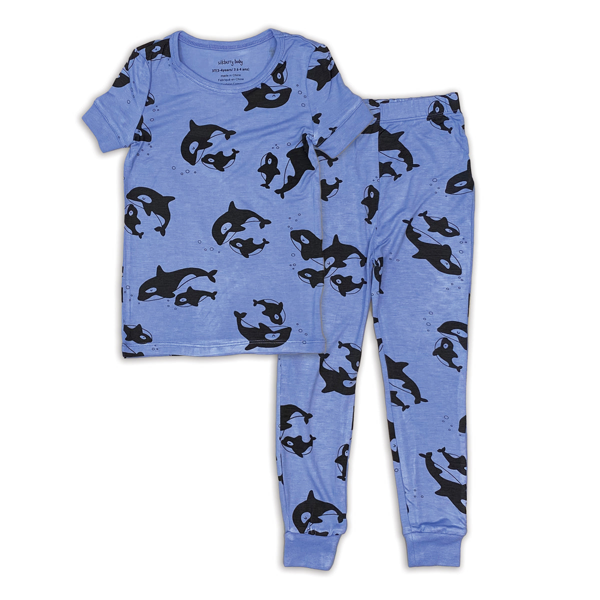 bamboo short sleeve pajama set orca print