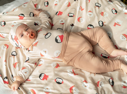 bamboo swaddle blanket snowy faces print