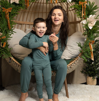 bamboo long sleeve pajama set pine color
