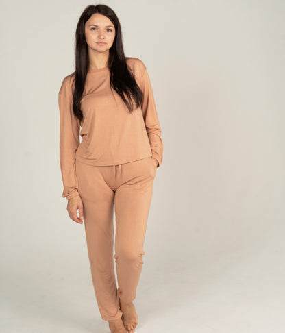women bamboo loungewear set toast