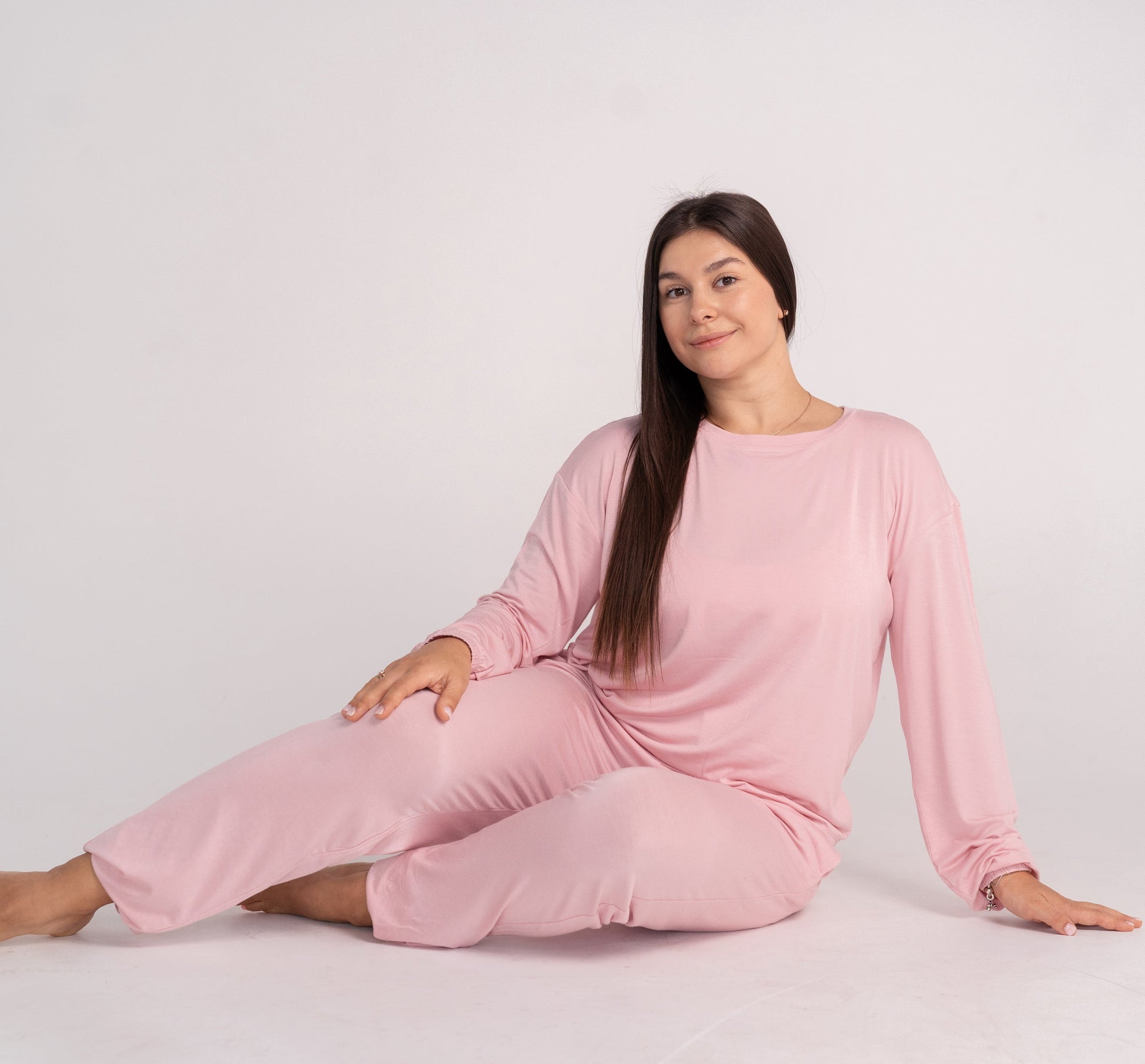 women bamboo loungewear set coral blush