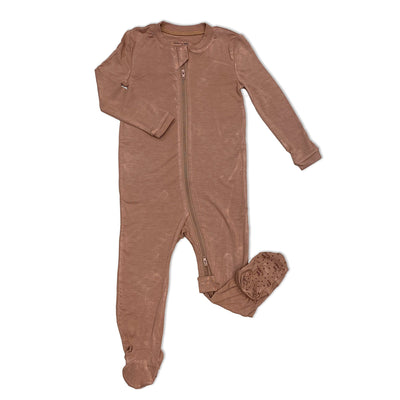 Bamboo Footies with Two Way Zipper (Beaver Fur)