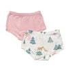 Bamboo Girls Boyshorts 2 Pack(Deer Forest Print/Teatime Pink)