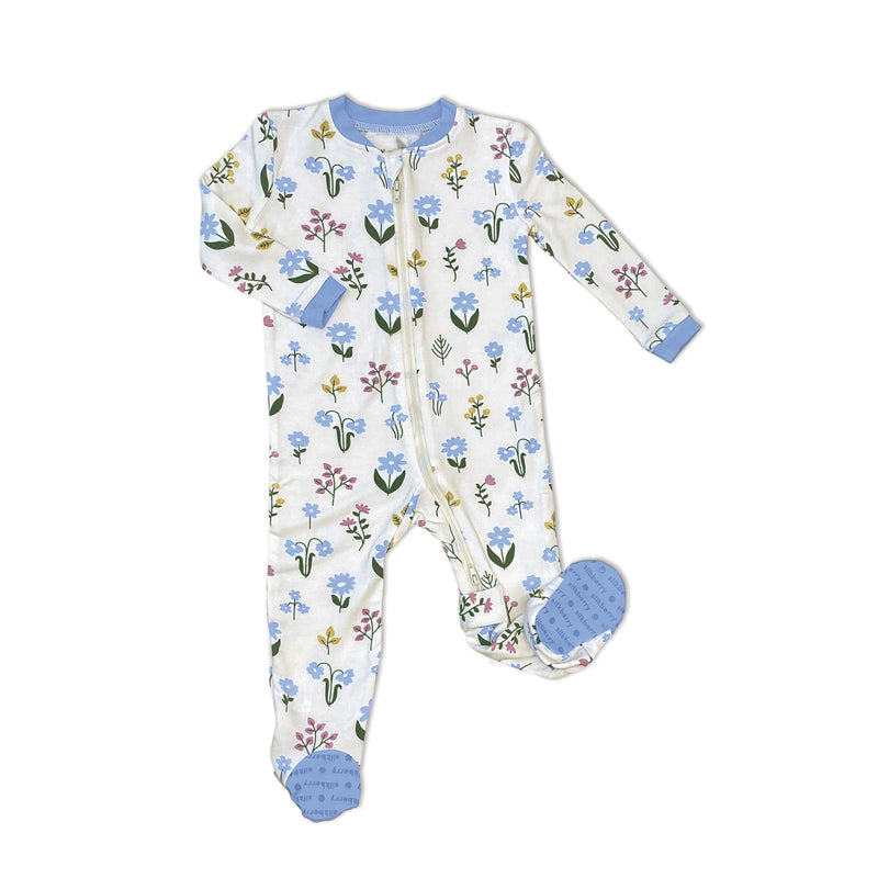 Bamboo Fleece  Footie w/2 Way zipper (Wildflower Print)