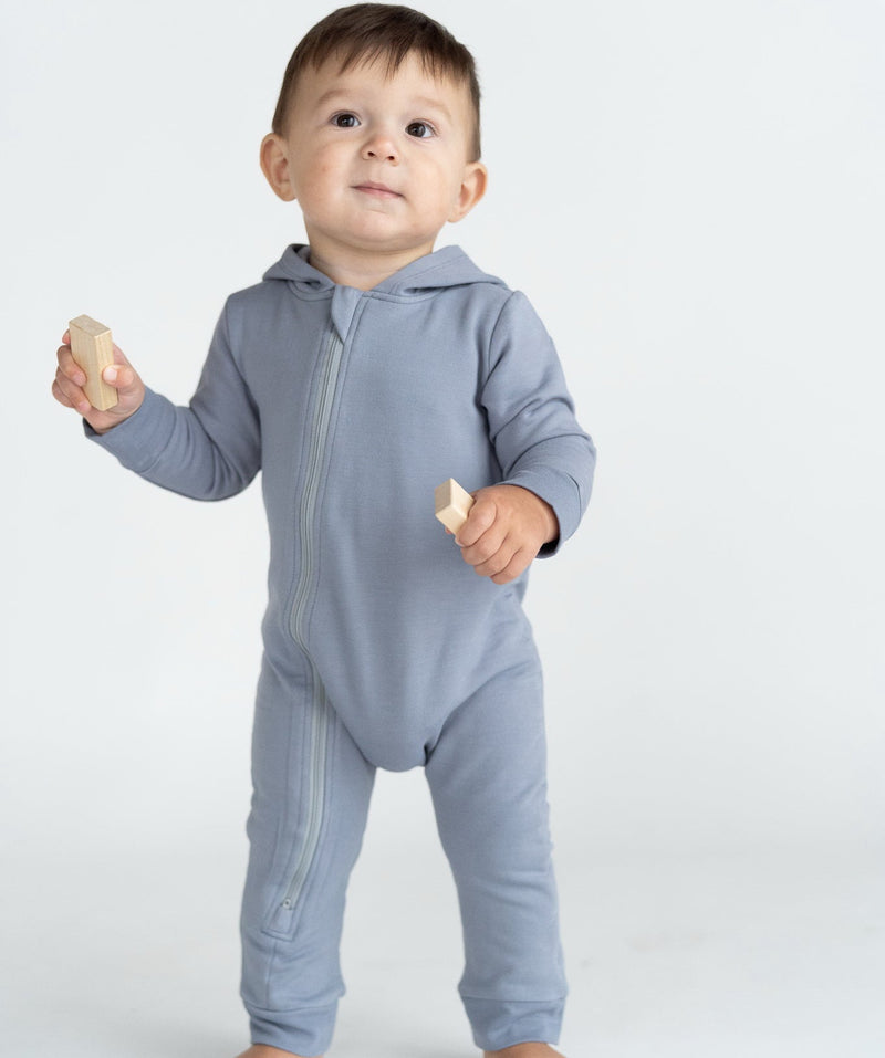 Bamboo Fleece Hooded Romper w/2 Way Zipper (Windy)