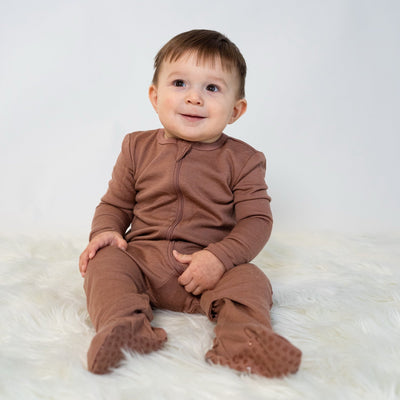 Bamboo Wool Footies w/2 Way Zipper (Earthy)