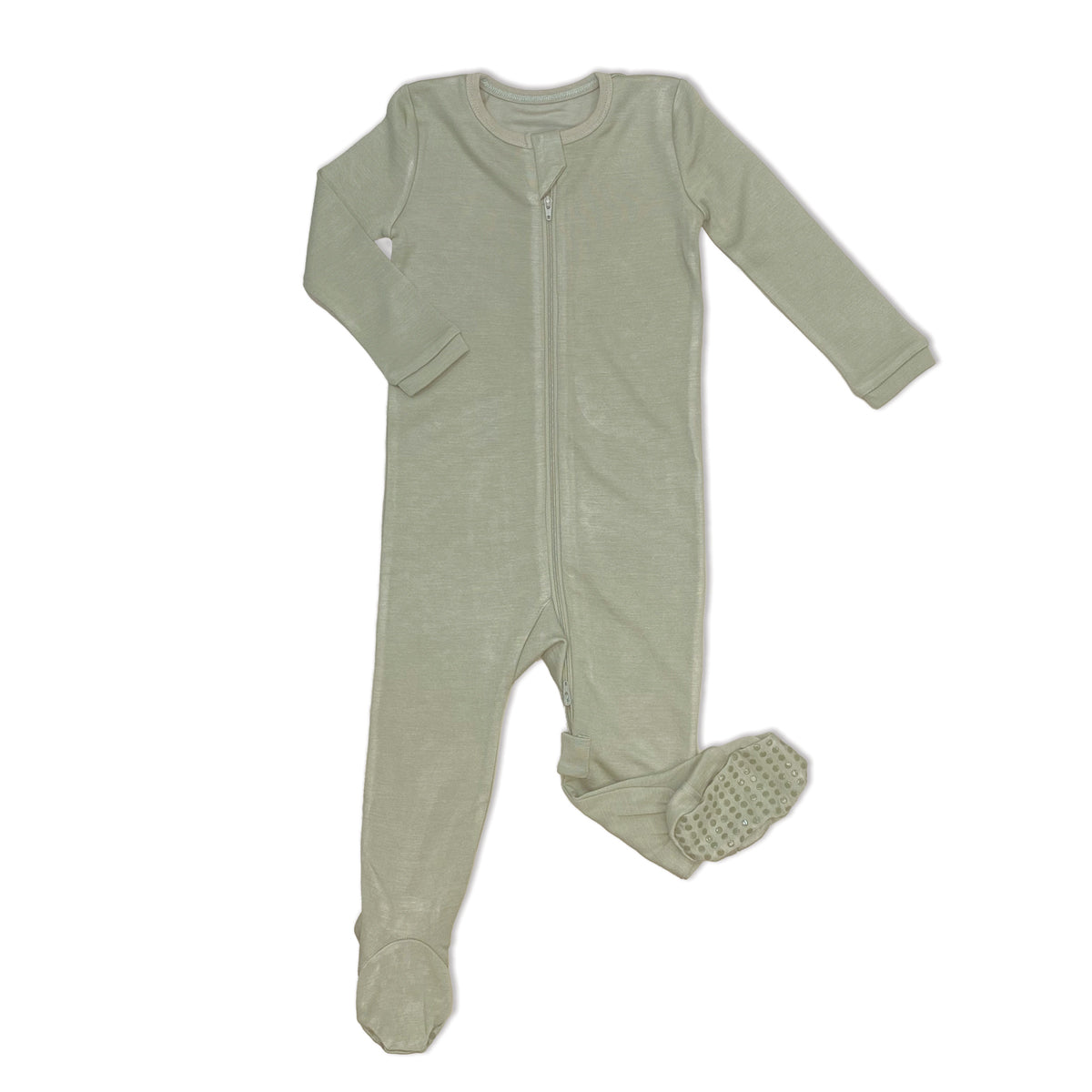 Bamboo Wool Footies w/2 Way Zipper (Lily Pad)