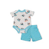 bamboo short sleeve onesie & short set surfs up panda print