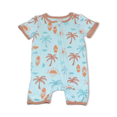 bamboo zippy romper sunny shores print