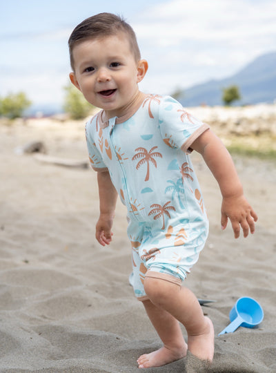 bamboo zippy romper sunny shores print