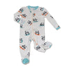 bamboo footies with two way zipper surfs up panda print