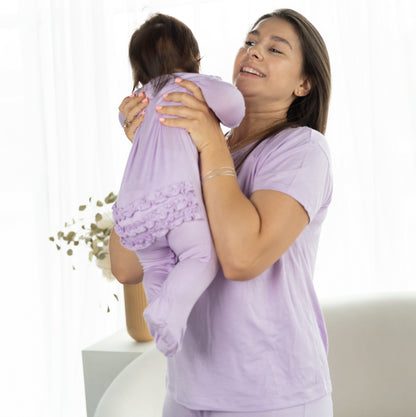 Bamboo Ruffle Footies with Two Way Zipper (Lavender Bloom)