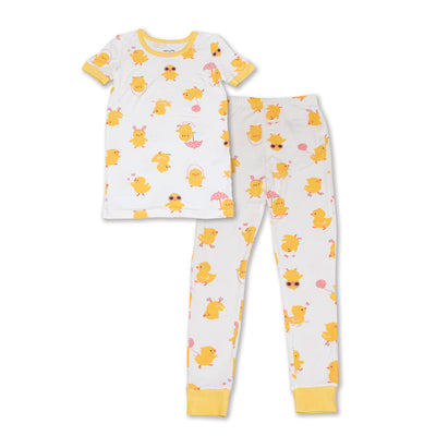 bamboo short sleeve pajama set little chick print