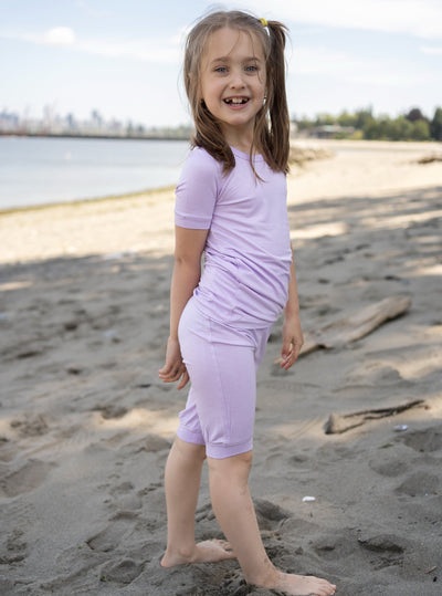 bamboo short sleeve top & shorts pajama set lavender bloom