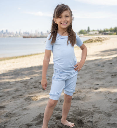 bamboo short sleeve top & shorts pajama set skydive