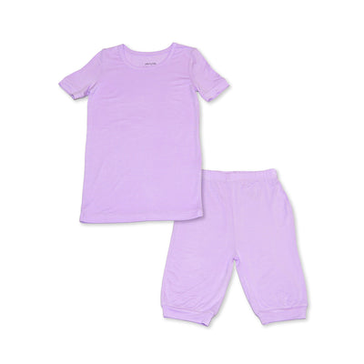 bamboo short sleeve top & shorts pajama set lavender bloom