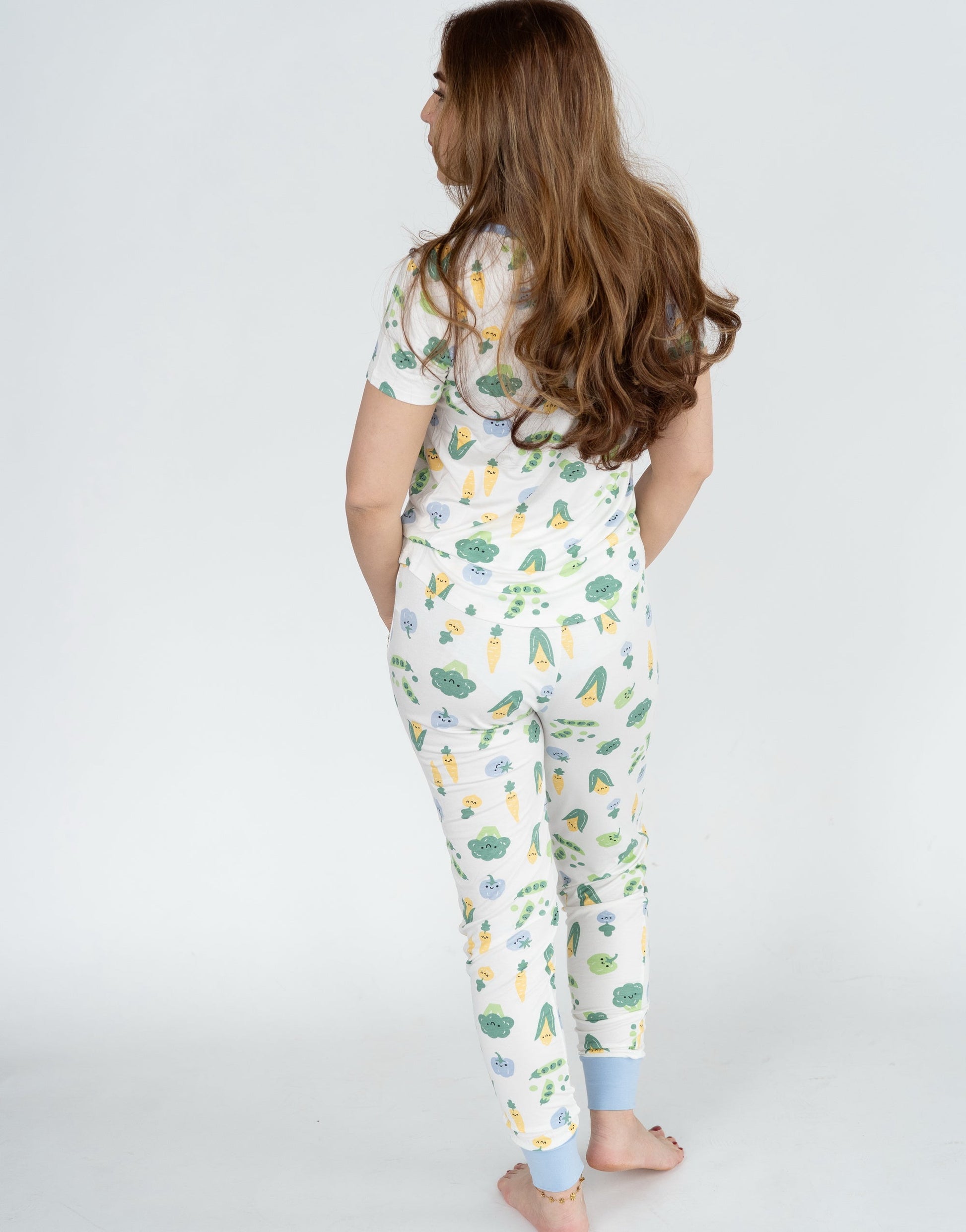 women bamboo pajama set farmers market print