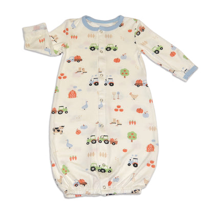 bamboo conveter gown pumpkin farm print