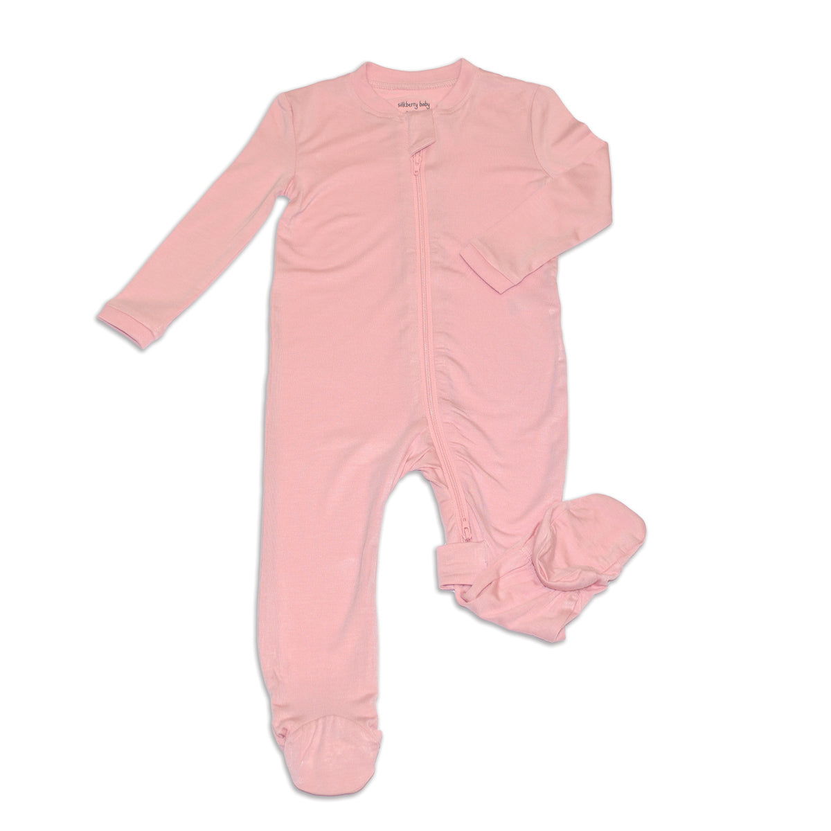 bamboo footies with two way zipper coral blush