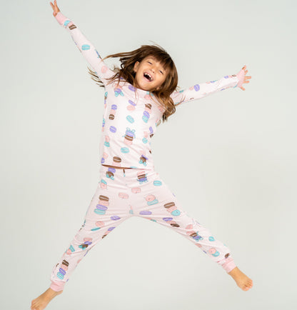 bamboo long sleeve pajama set macaron party print