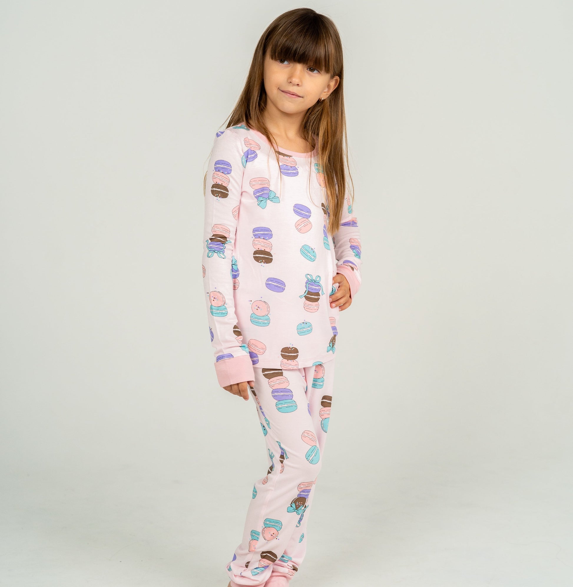 bamboo long sleeve pajama set macaron party print