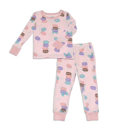 bamboo long sleeve pajama set macaron party print
