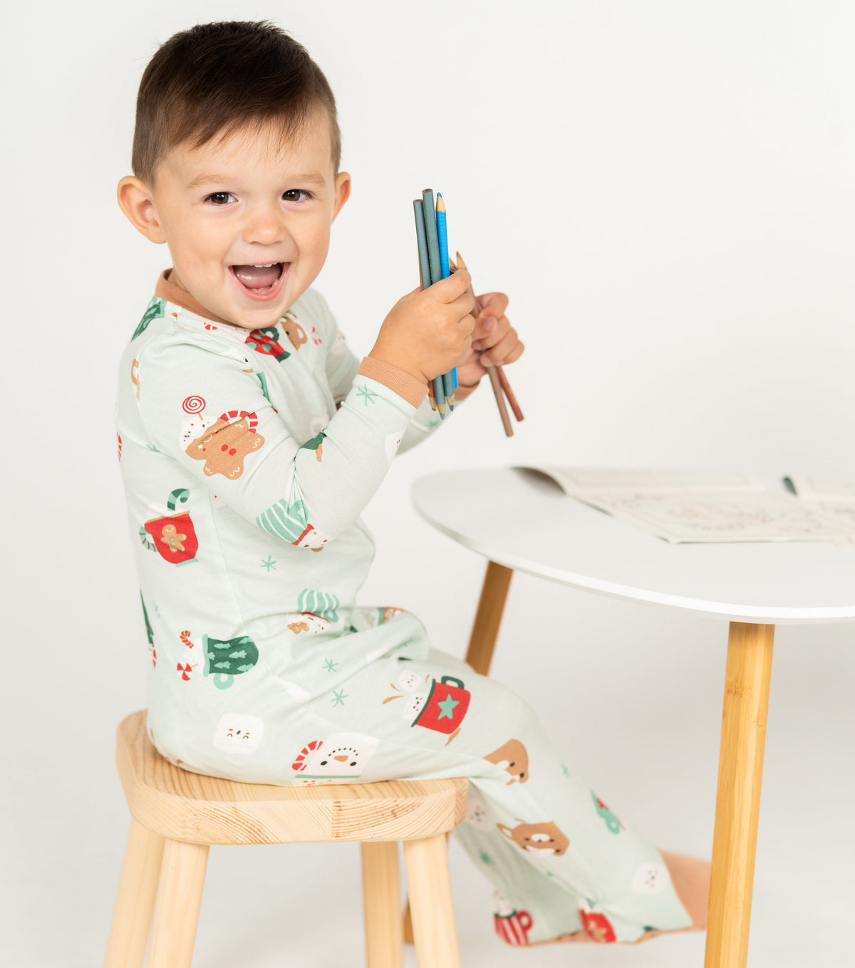 bamboo two way zipper footies and coloring book festive cocoa
