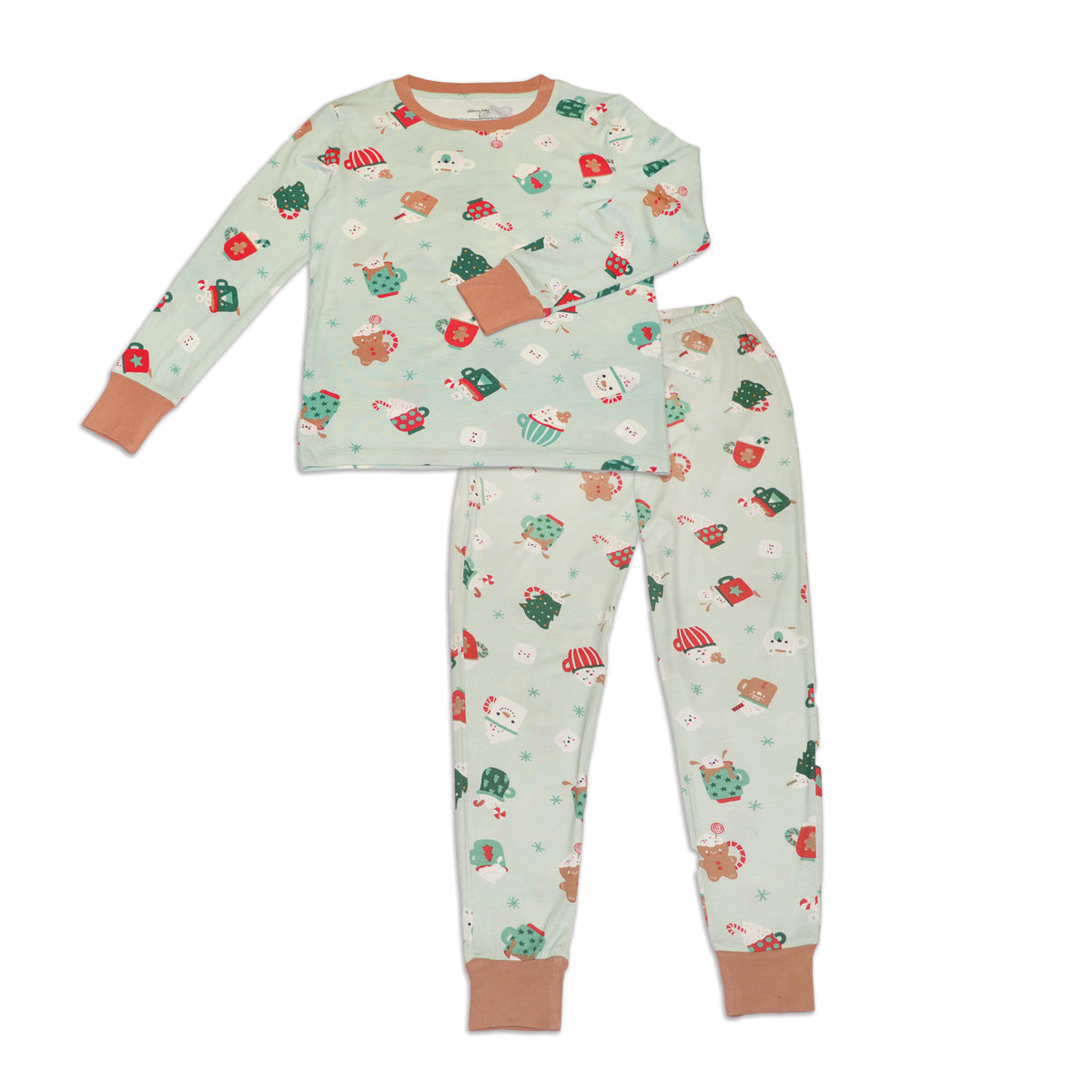 women's bamboo pajama set festive cocoa print