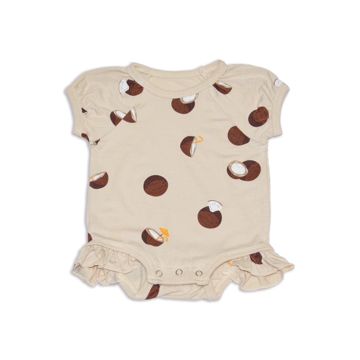 bamboo ruffle onesie coconut print