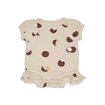 bamboo ruffle onesie coconut print