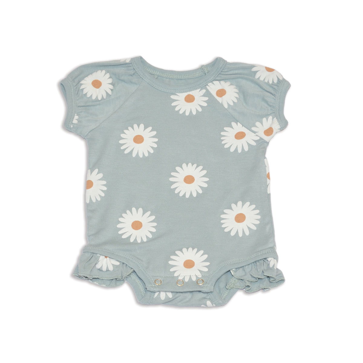 bamboo ruffle onesie daisy print