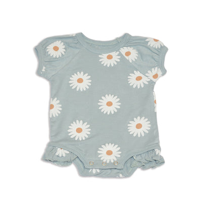 bamboo ruffle onesie daisy print