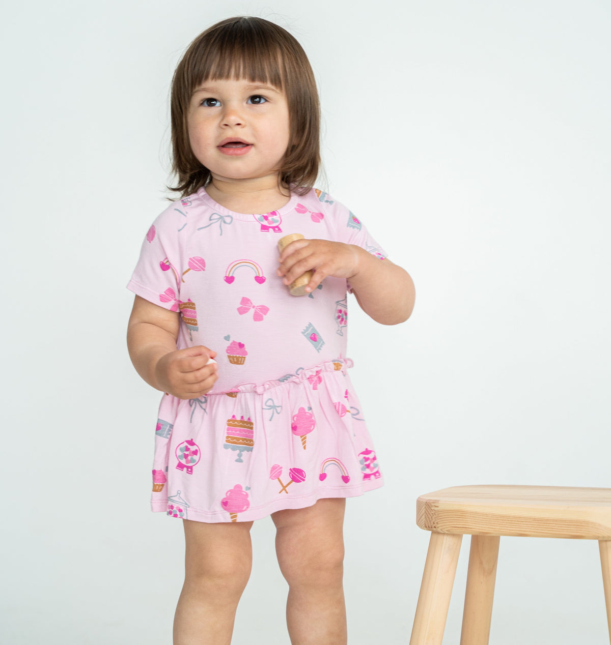 bamboo skirt bodysuit sweet shop print