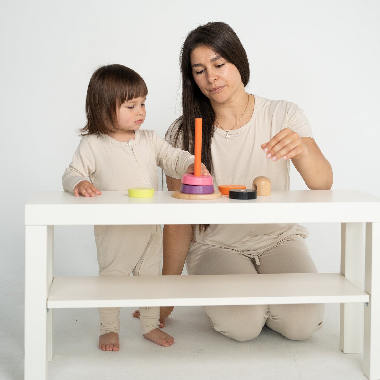 Women's Bamboo Short Sleeve Loungewear Set (Almond Milk)