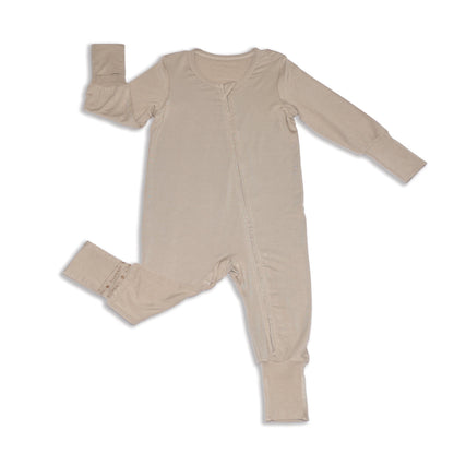 bamboo two way zipper romper owl feather