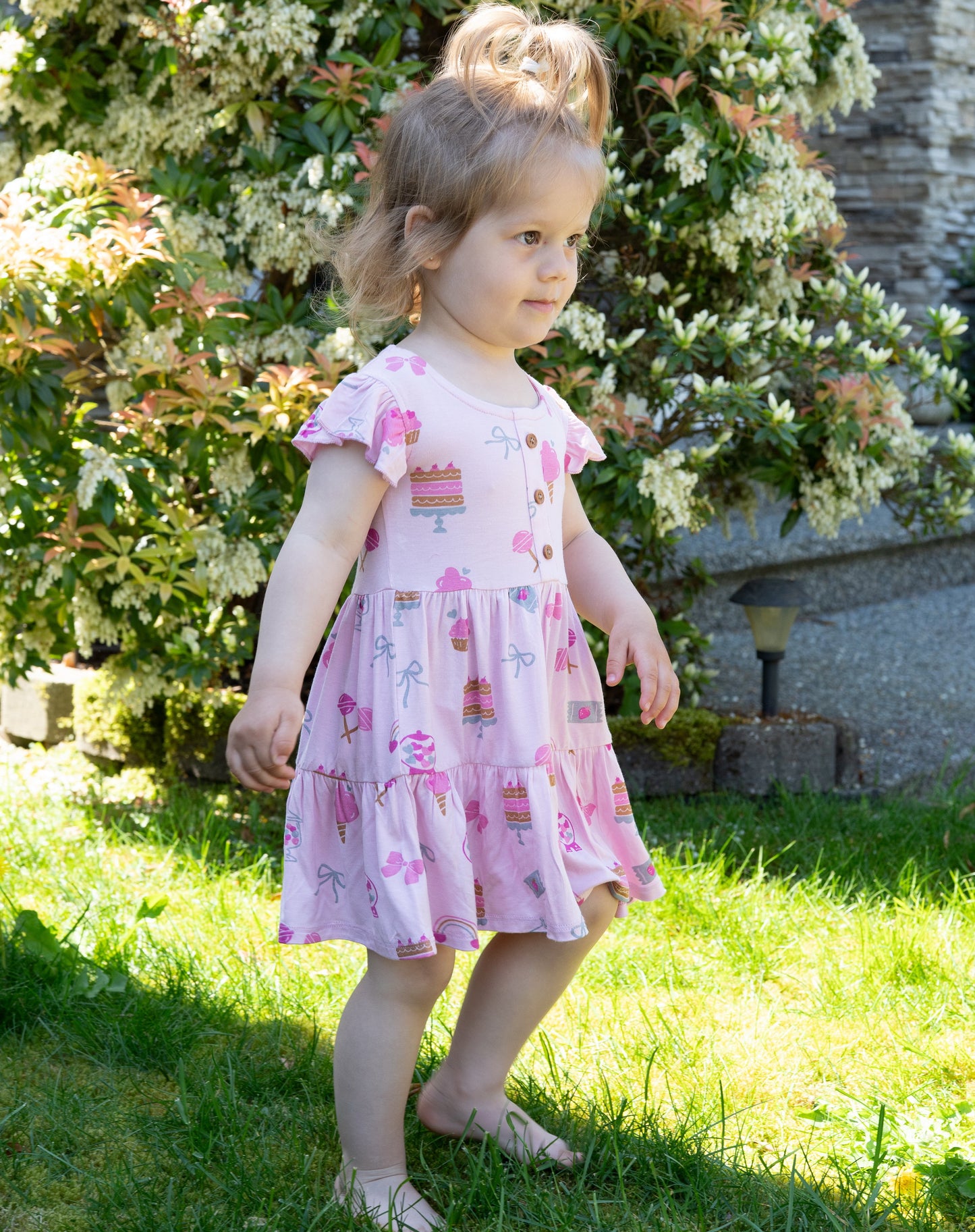 bamboo tiered dress sweetshop print