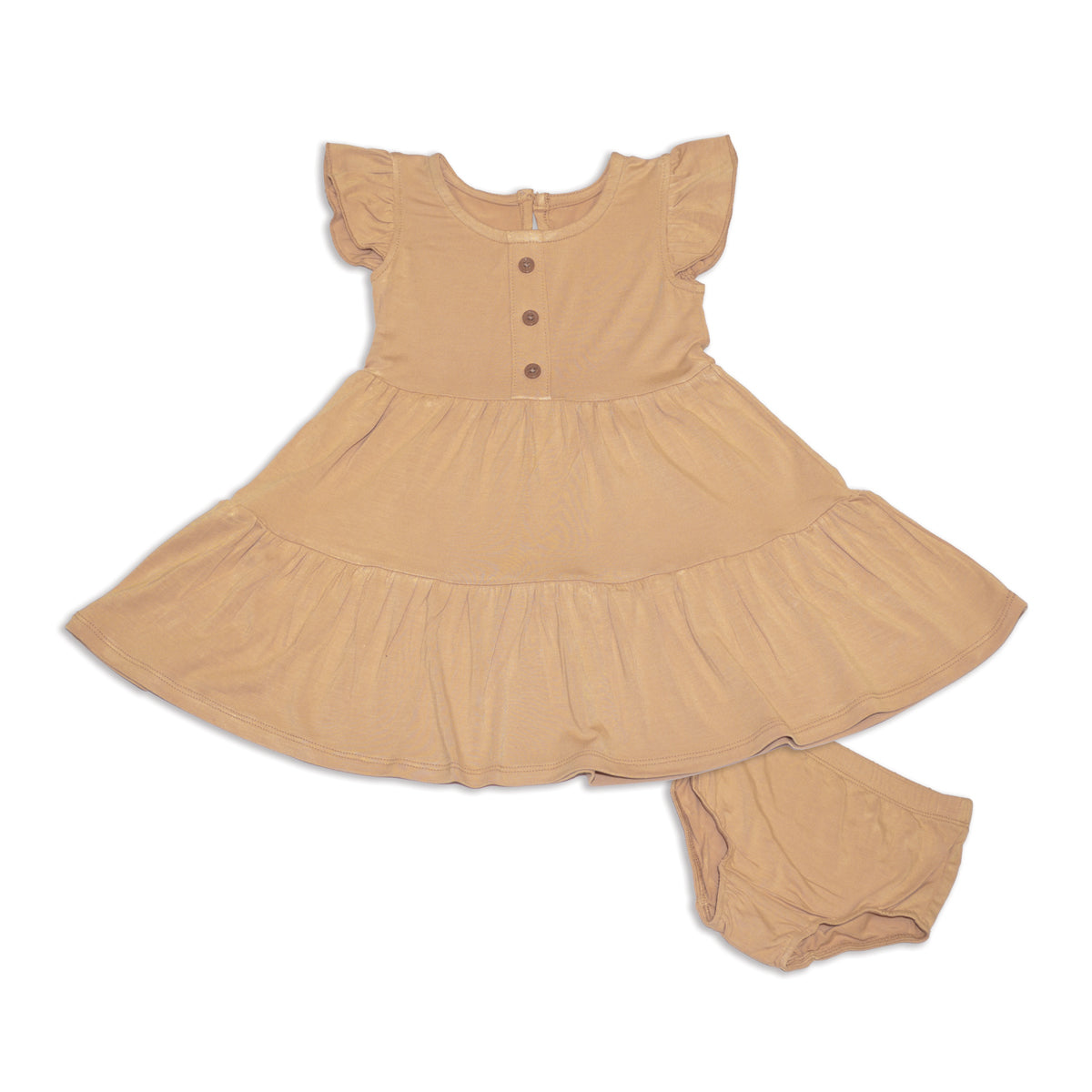 bamboo flutter sleeve tiered dress cookie