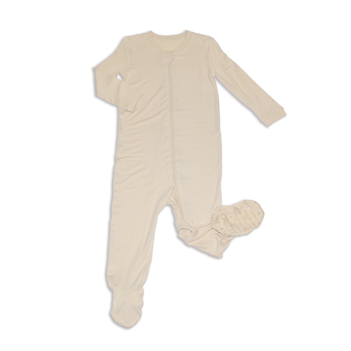 bamboo footies two way zipper almond milk