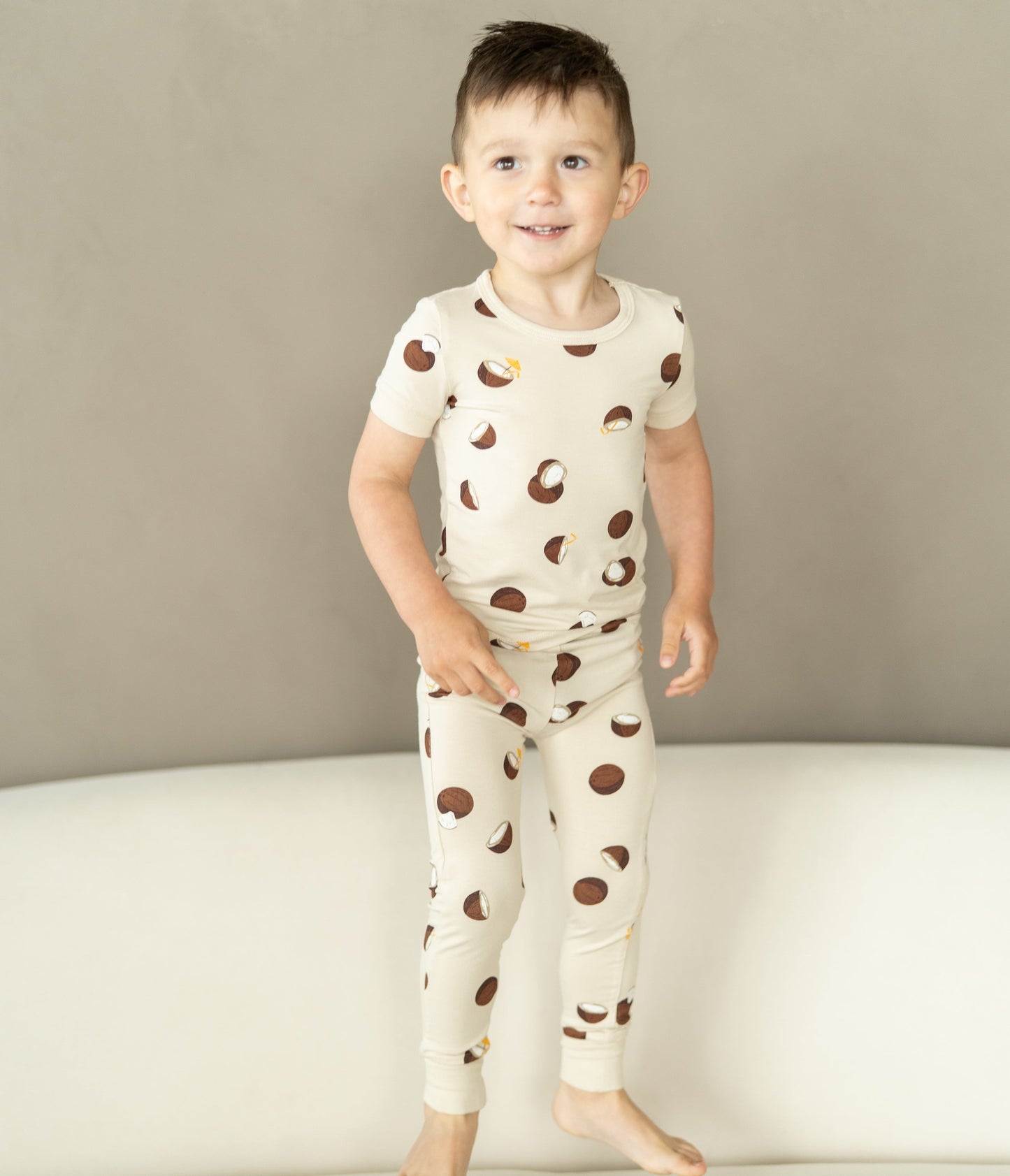 bamboo short sleeve pajama set coconut print