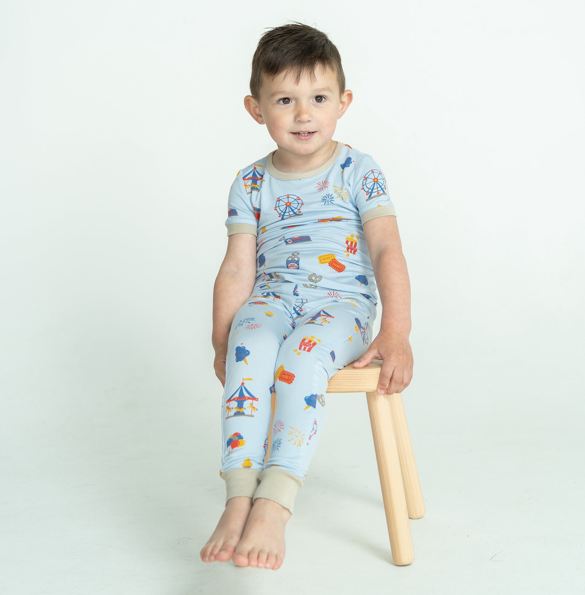 bamboo short sleeve pajama set funland print