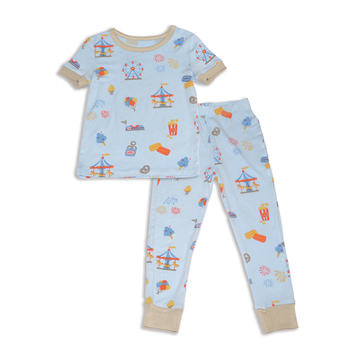 bamboo short sleeve pajama set funland print