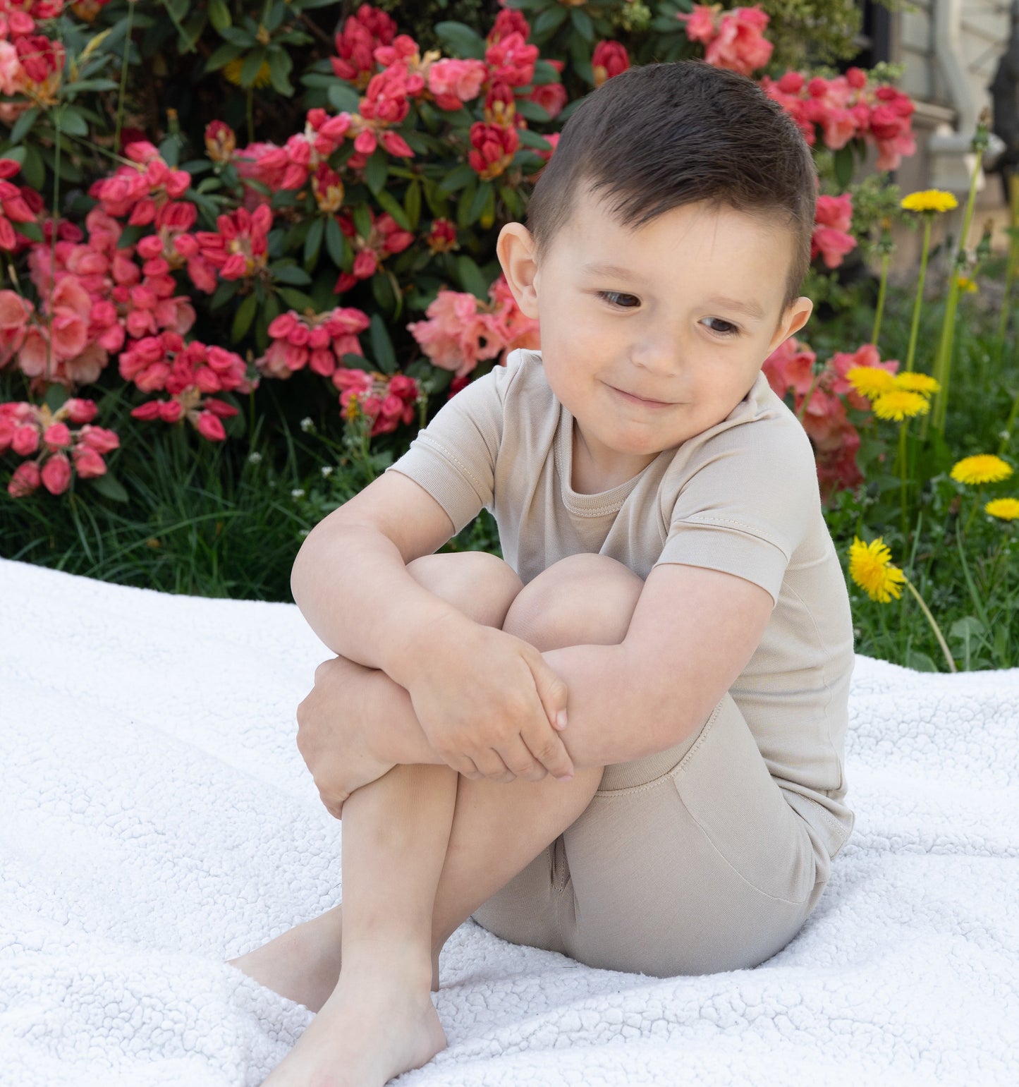 Bamboo Short Sleeve Top & Shorts Pajama Set (Owl Feather)