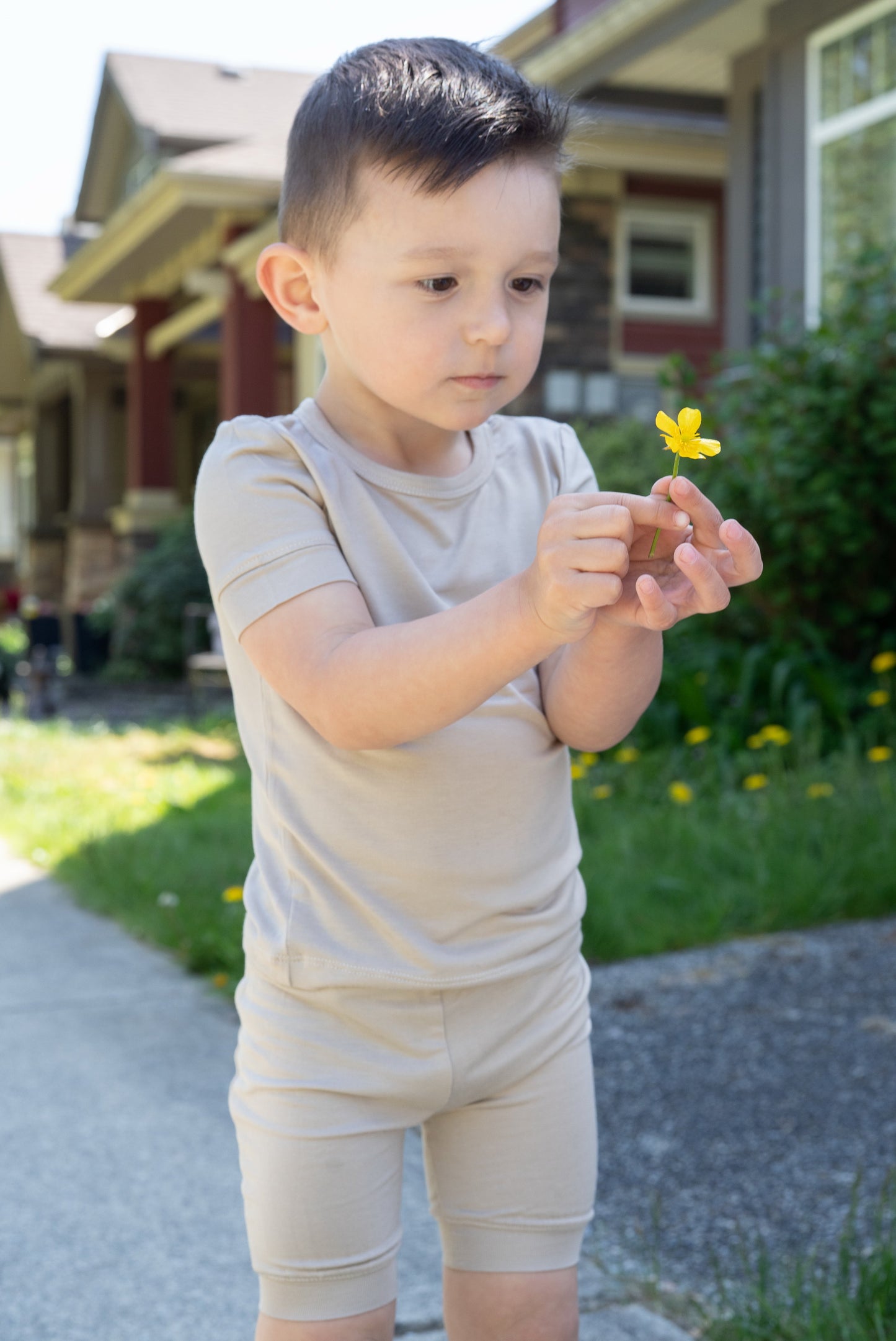 Bamboo Short Sleeve Top & Shorts Pajama Set (Owl Feather)