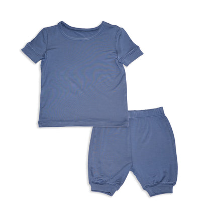 Bamboo Short Sleeve Top & Shorts Pajama Set (Galactic Blue)