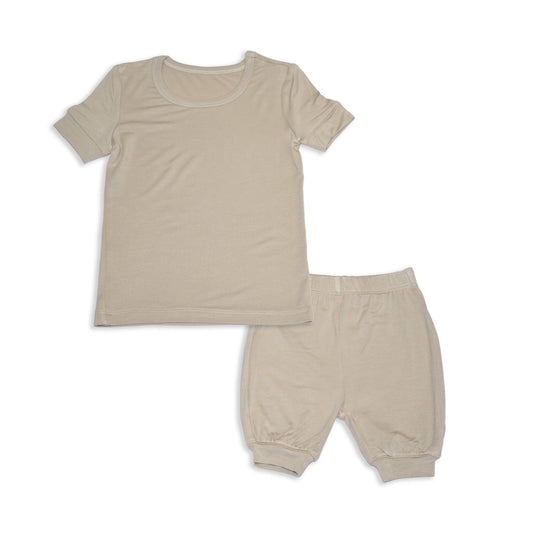 Bamboo Short Sleeve Top & Shorts Pajama Set (Owl Feather)