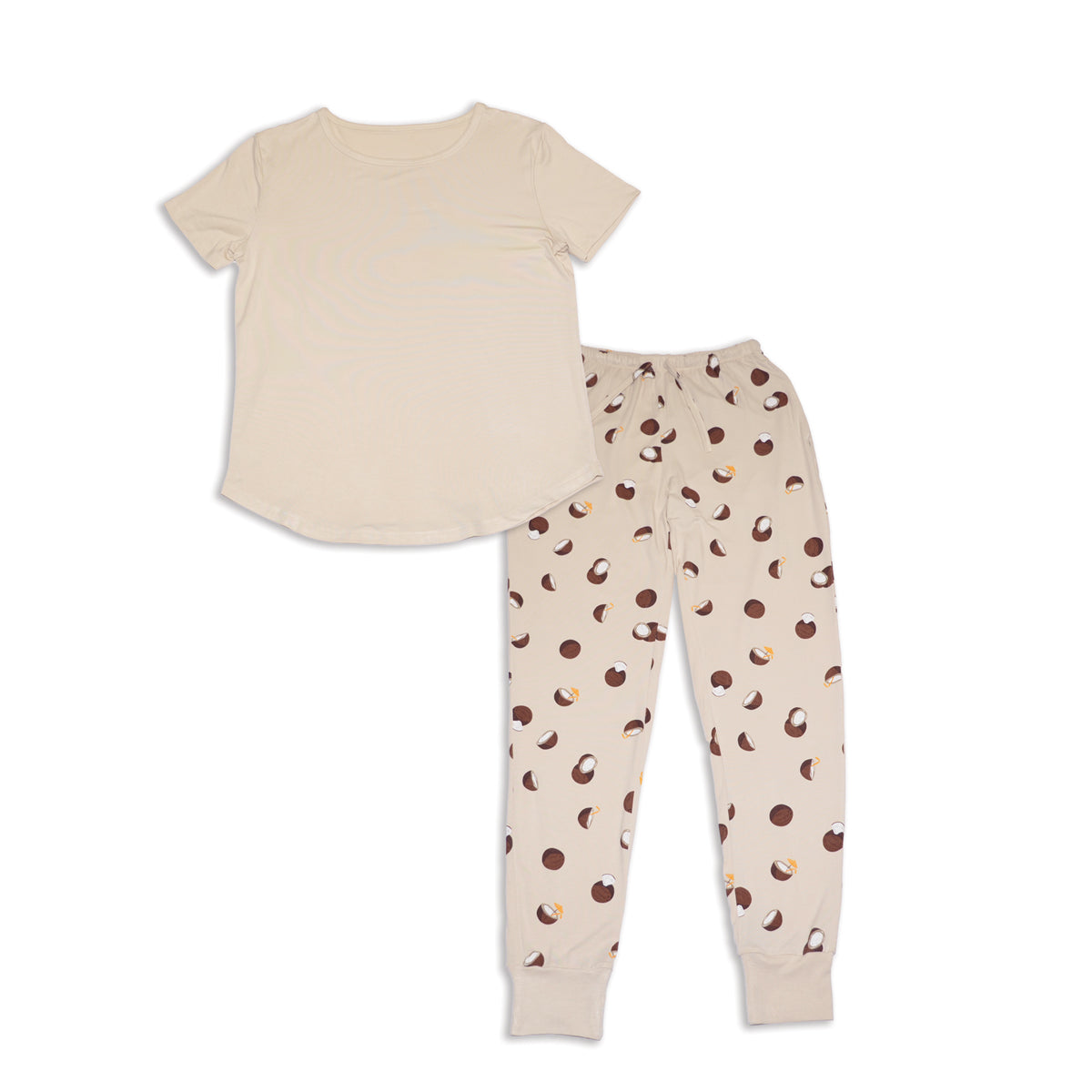 Wommen's Bamboo Short Sleeve Pajama Set (Coconut Print)