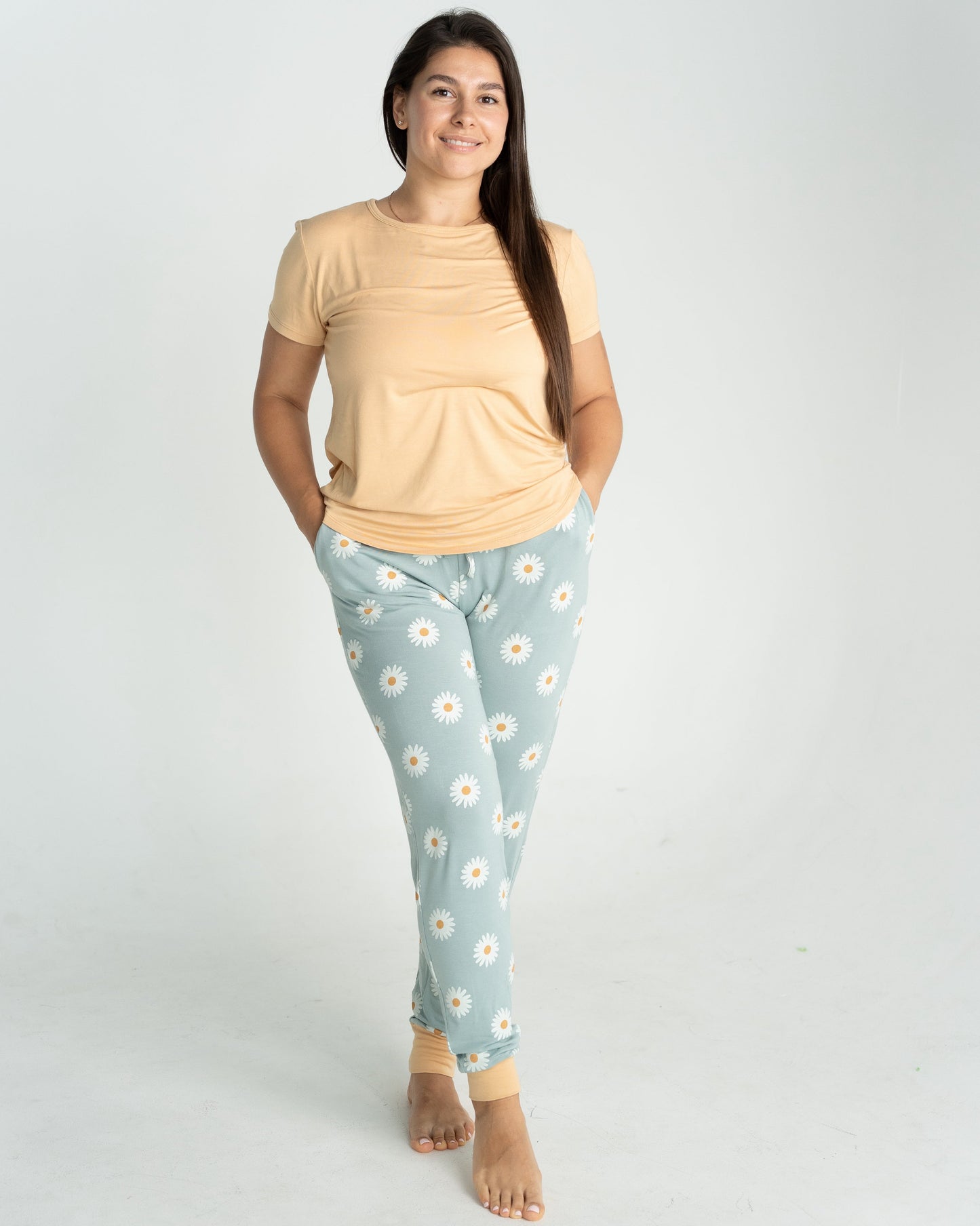 Wommen's Bamboo Short Sleeve Pajama Set (Daisy Print)