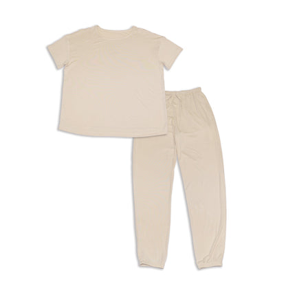 Women's Bamboo Short Sleeve Loungewear Set (Almond Milk)