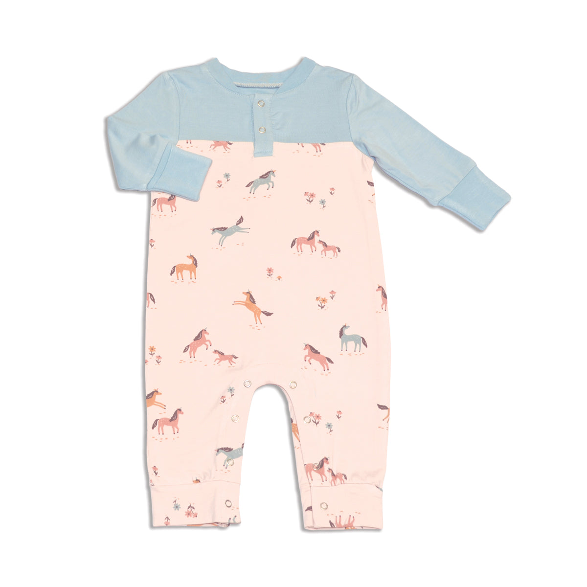 bamboo romper unicorn meadow print