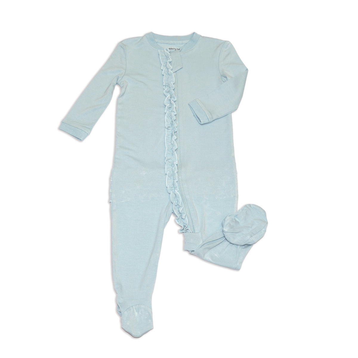 bamboo ruffle footies blue cloud color